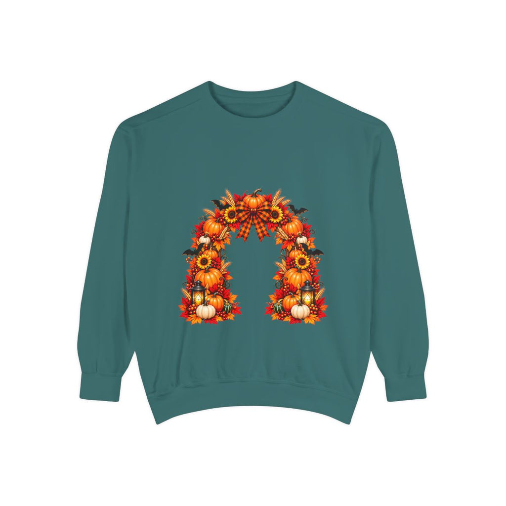 Fall Floral Wreath Sweatshirt | Autumn Sunflowers Pumpkins