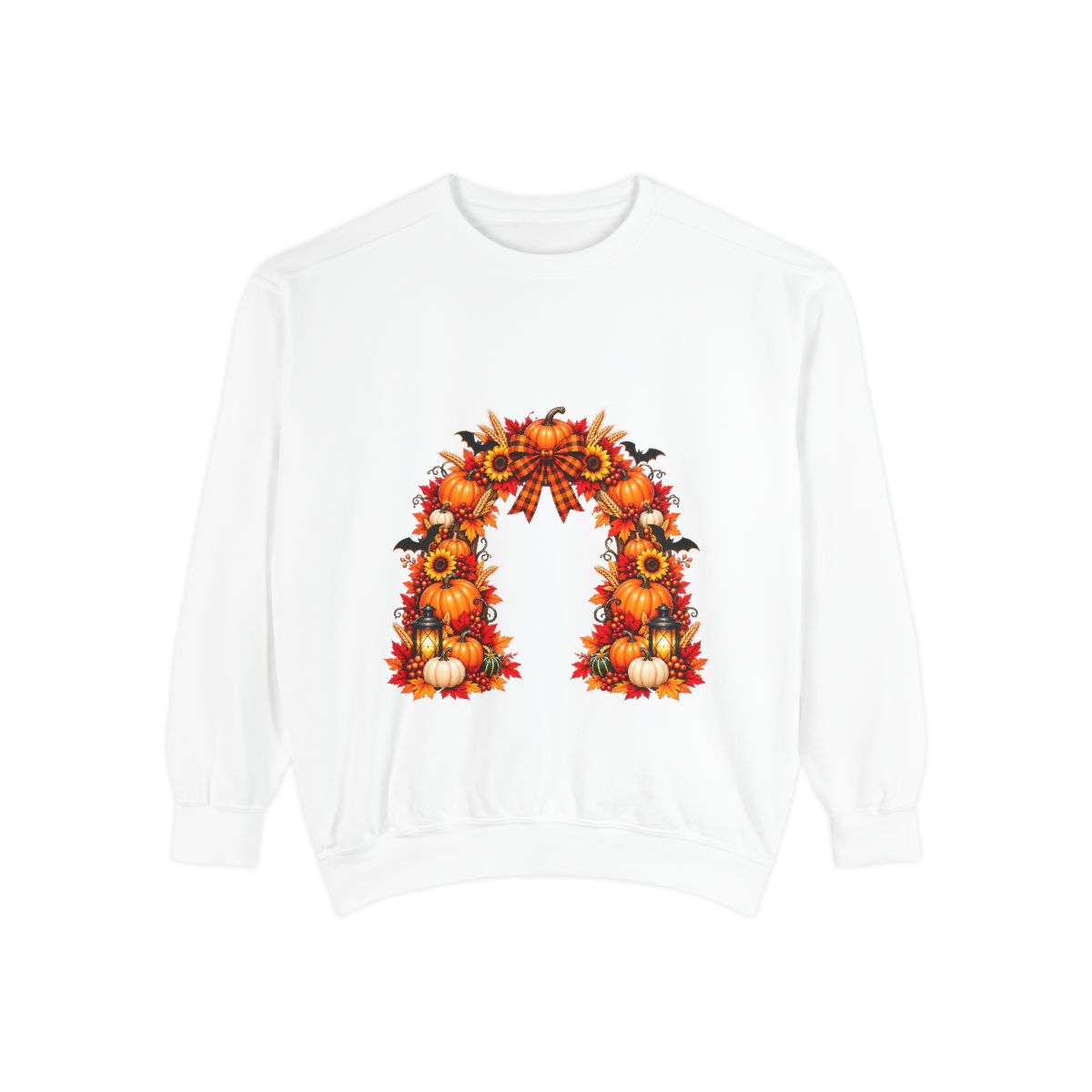 Fall Floral Wreath Sweatshirt | Autumn Sunflowers Pumpkins