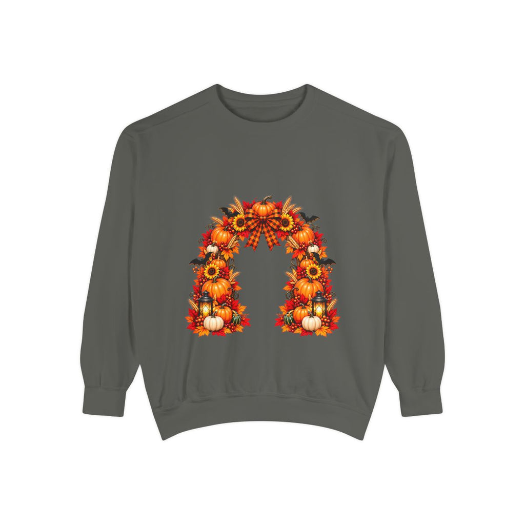 Fall Floral Wreath Sweatshirt | Autumn Sunflowers Pumpkins