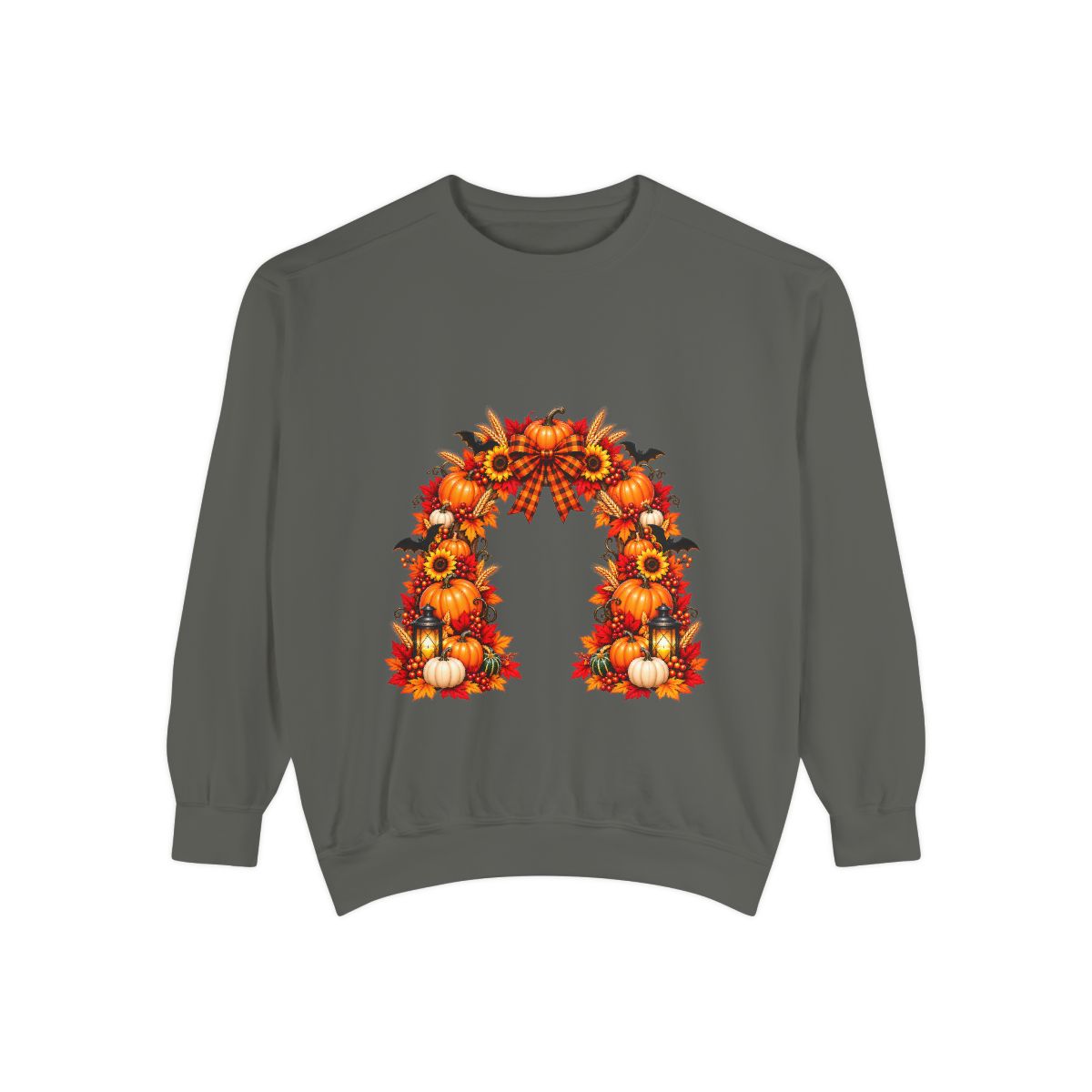 Fall Floral Wreath Sweatshirt | Autumn Sunflowers Pumpkins