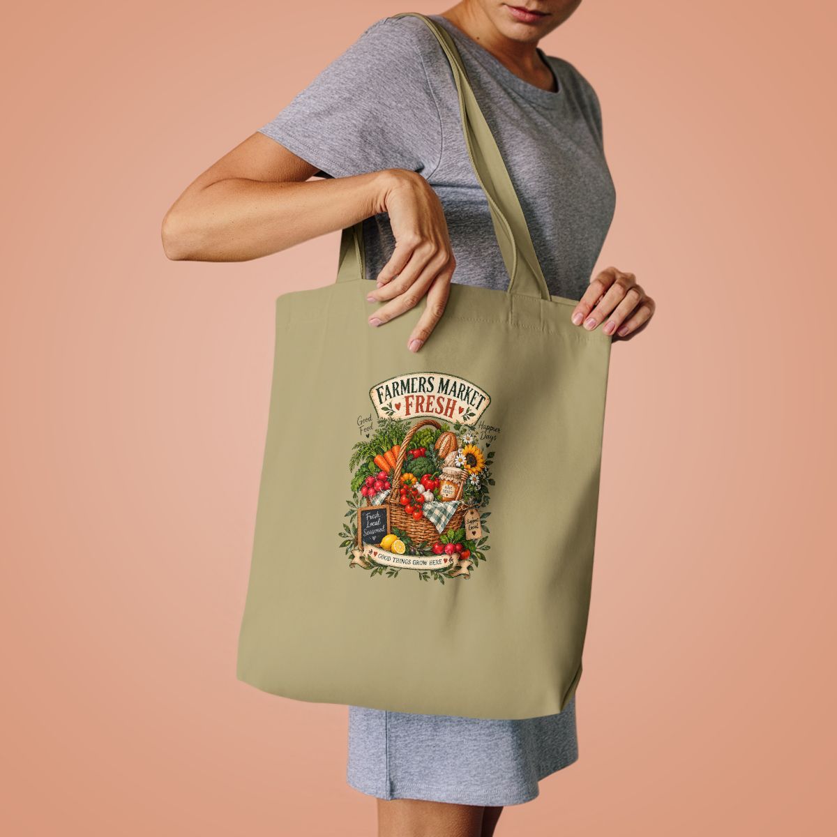 Farmers Market Fresh Produce Tote Bag | Vegetable Harvest Market Tote