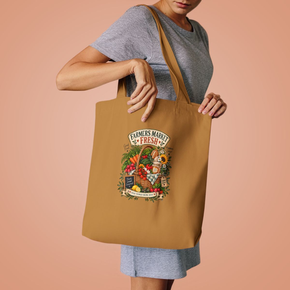 Farmers Market Fresh Produce Tote Bag | Vegetable Harvest Market Tote