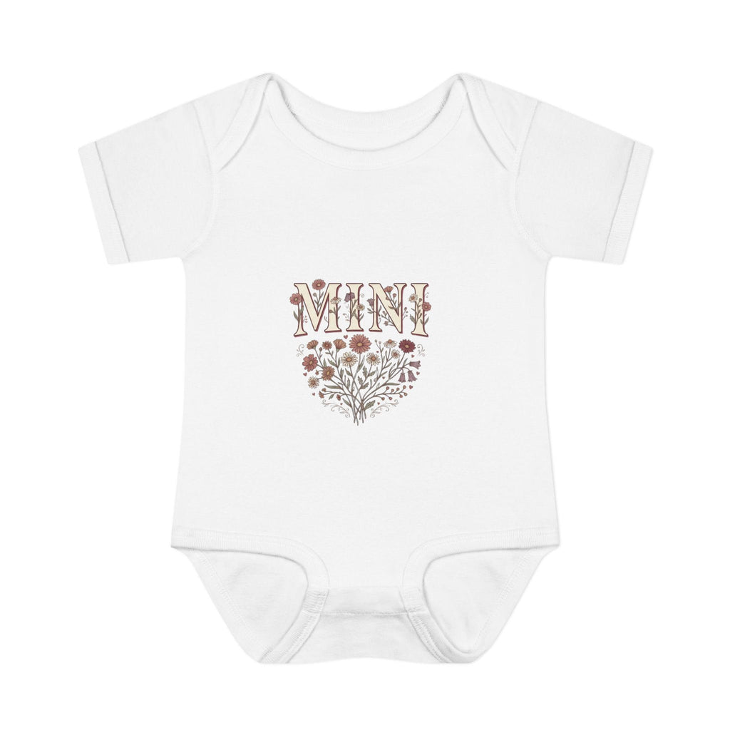 Mini floral heart Infant Bodysuit | baby onesie with floral 'MINI' design