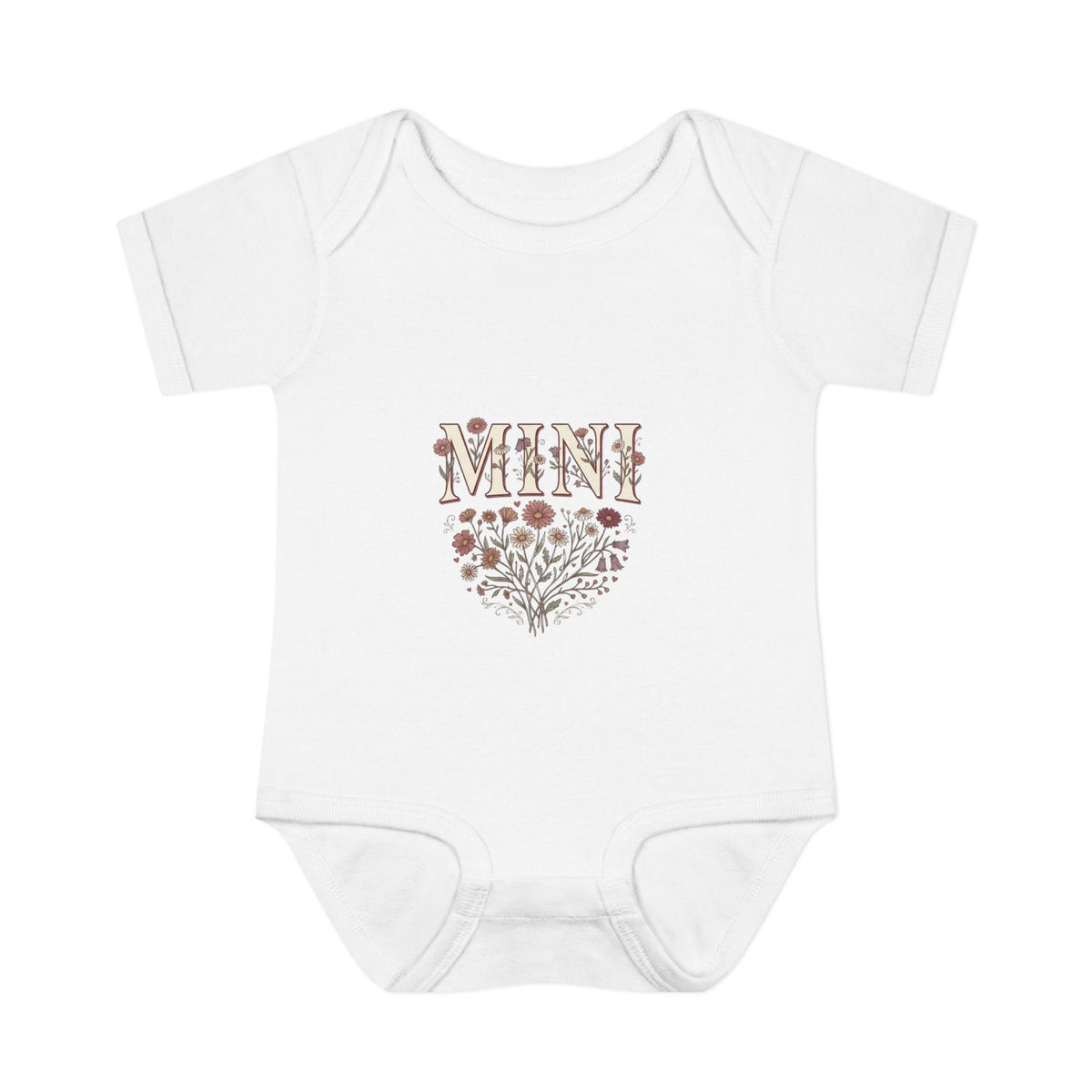 Mini floral heart Infant Bodysuit | baby onesie with floral 'MINI' design