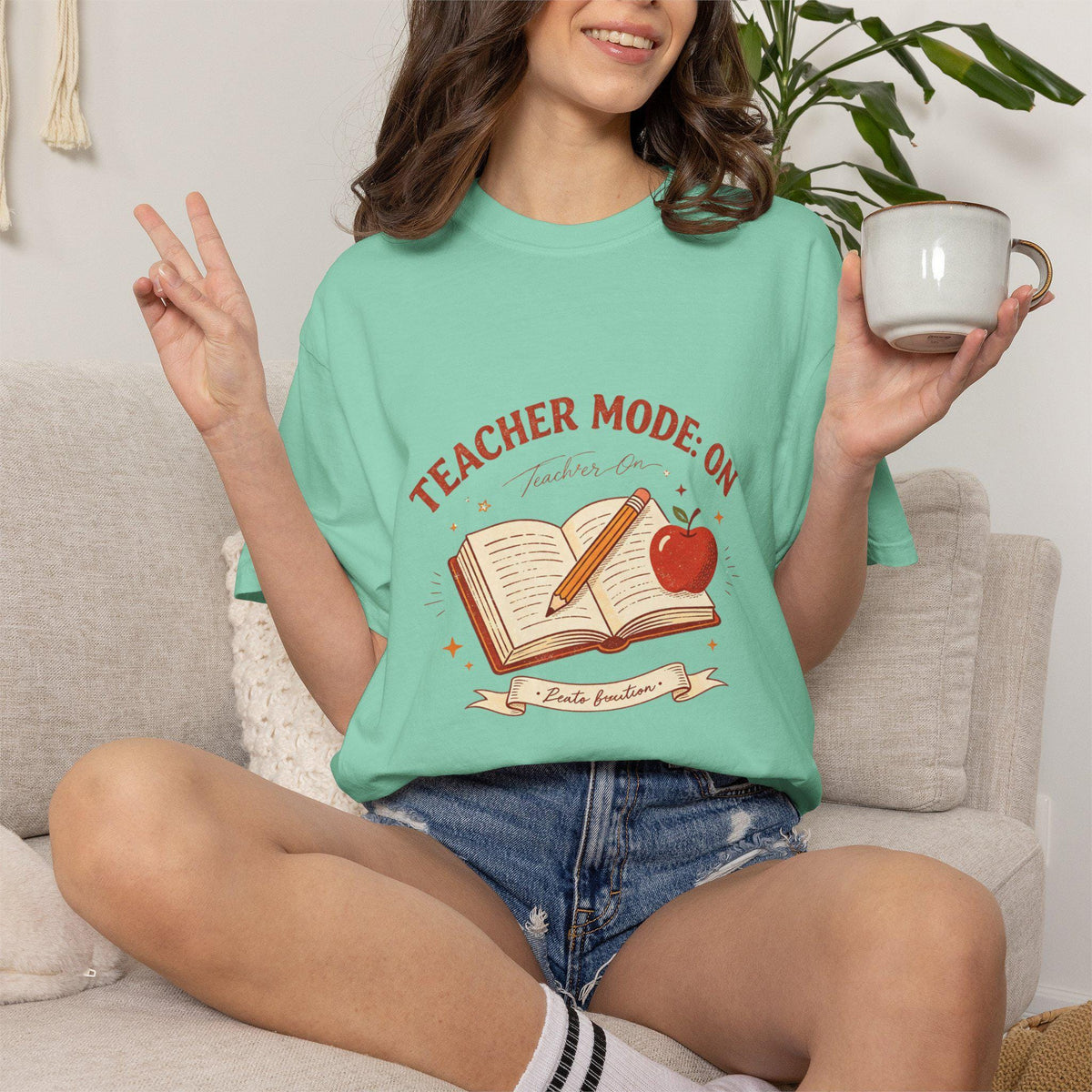 Teacher Mode On book and apple T-Shirt | Teacher shirt, classroom design