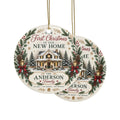 First Christmas in Our New Home Ceramic Ornament | Personalized Family Name