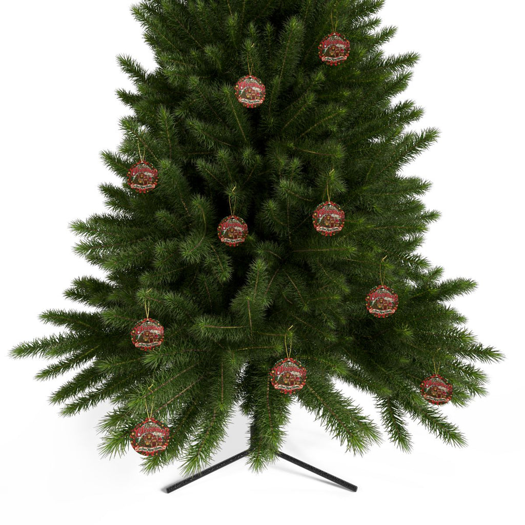 First Christmas in Our New Home Ceramic Ornament | Round Holiday Decoration