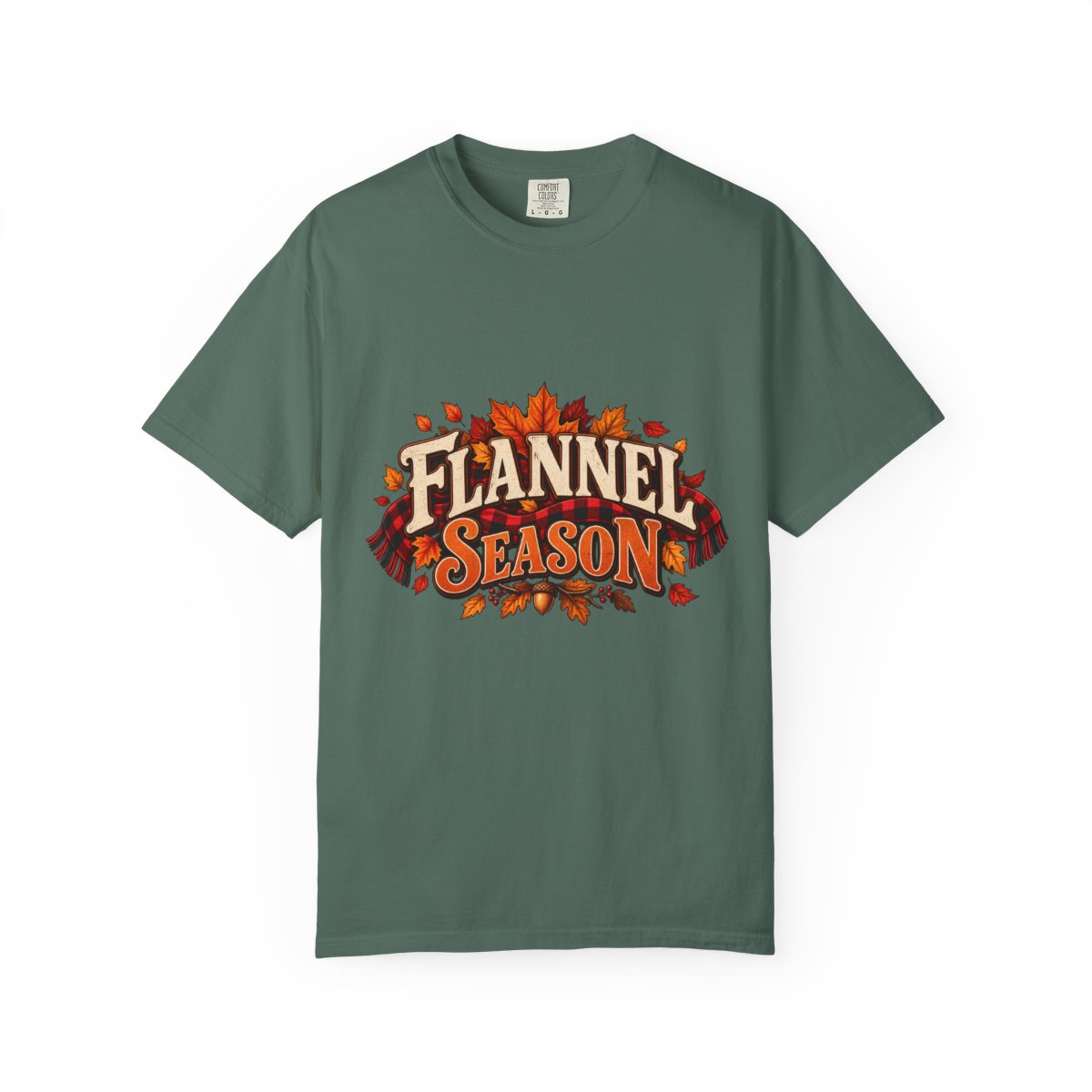 Flannel Season T-shirt | Autumn Leaves Plaid Design, Fall Graphic Tee