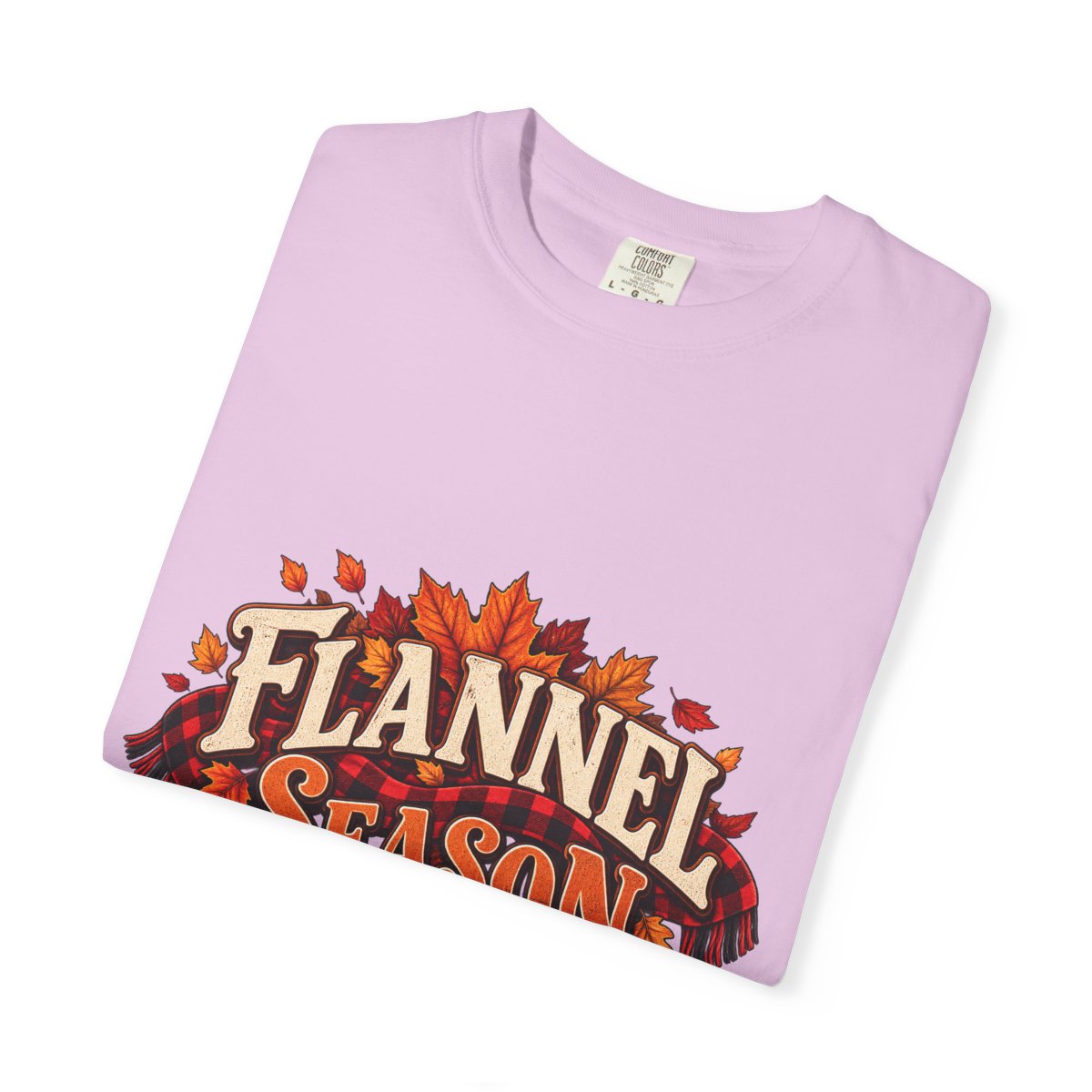 Flannel Season T-shirt | Autumn Leaves Plaid Design, Fall Graphic Tee