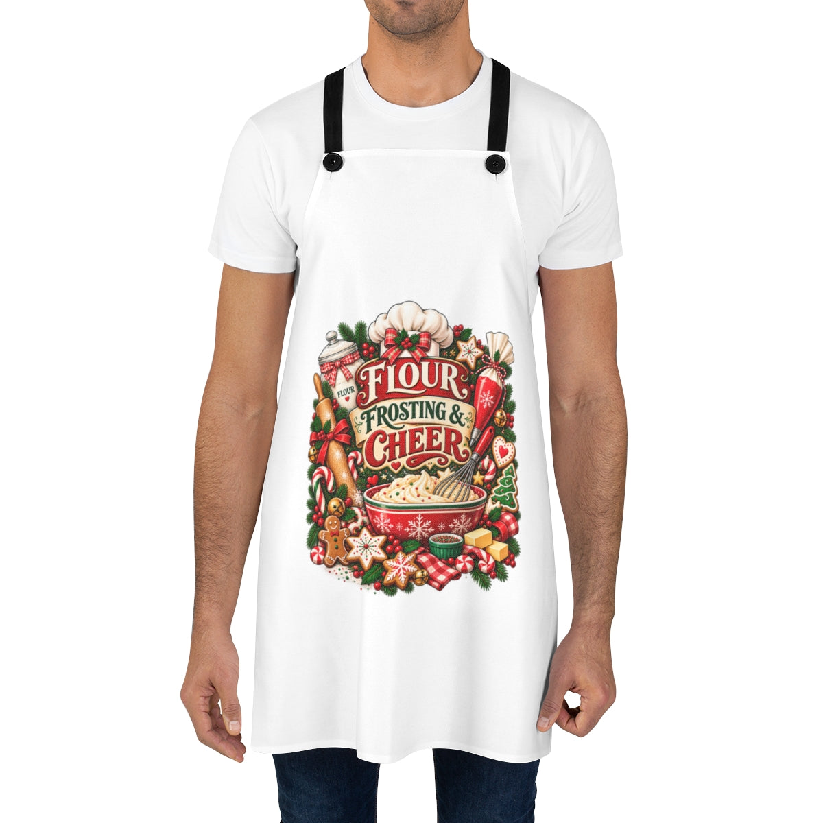 Flour Frosting & Cheer Apron | Baking Holiday Kitchen, Christmas Baking Theme