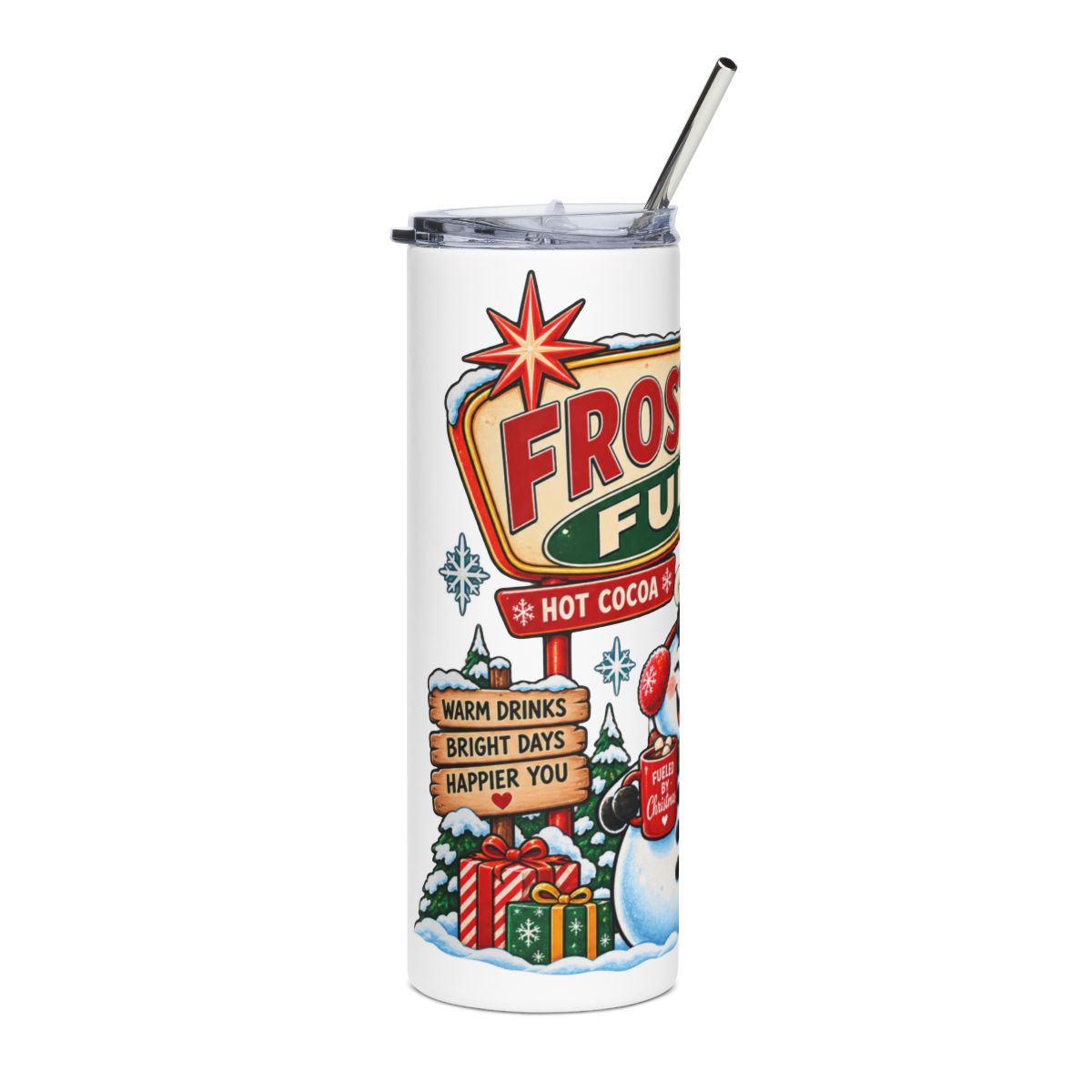Frosty's Fuel Hot Cocoa Snowman Tumbler | 20oz Christmas Travel Cup