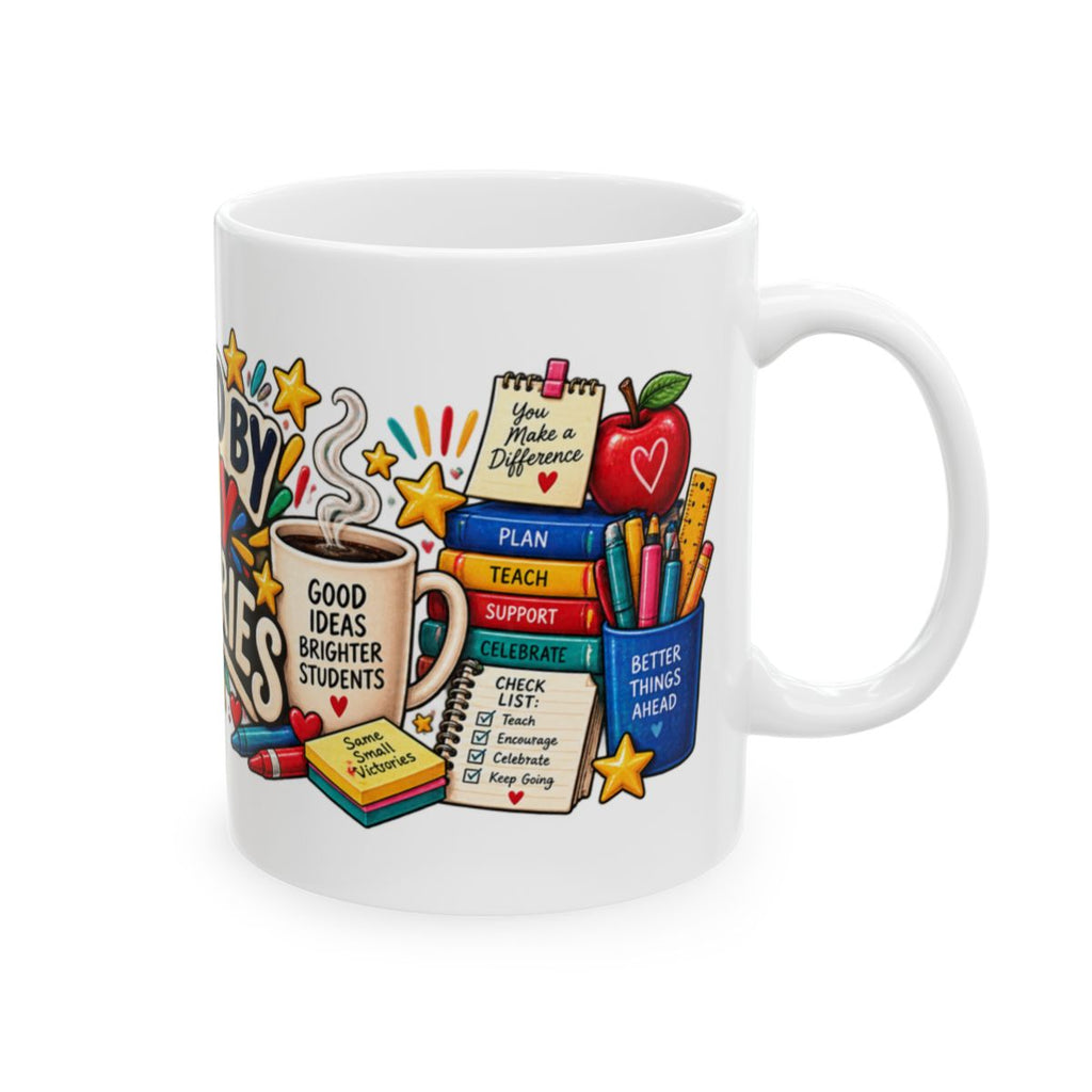 Fueled by Tiny Victories Mug | Teacher Illustration Coffee Cup