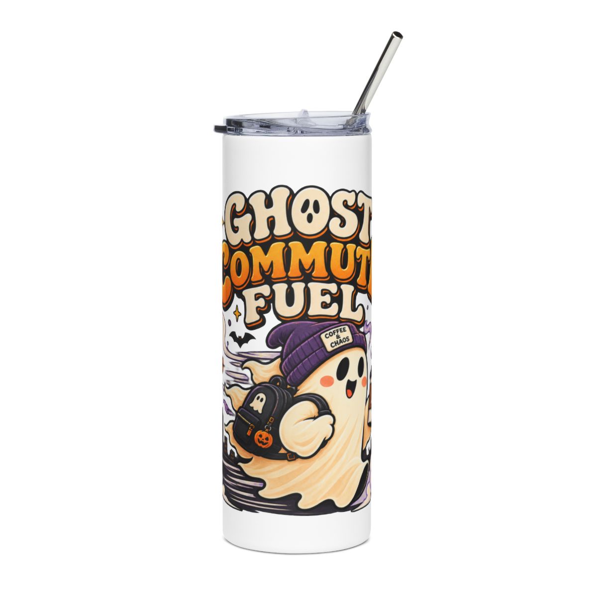 Ghost Commuter Fuel Tumbler | Halloween Ghost Travel Mug
