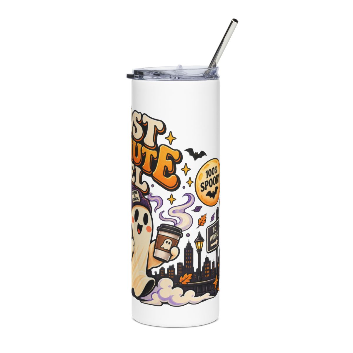 Ghost Commuter Fuel Tumbler | Halloween Ghost Travel Mug
