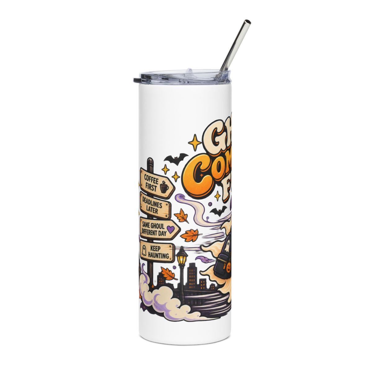 Ghost Commuter Fuel Tumbler | Halloween Ghost Travel Mug