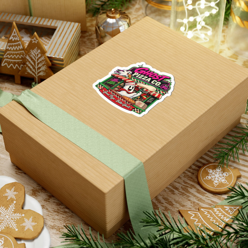 Ghost Pizza Co Sticker | Retro Pizzeria Ghost Design