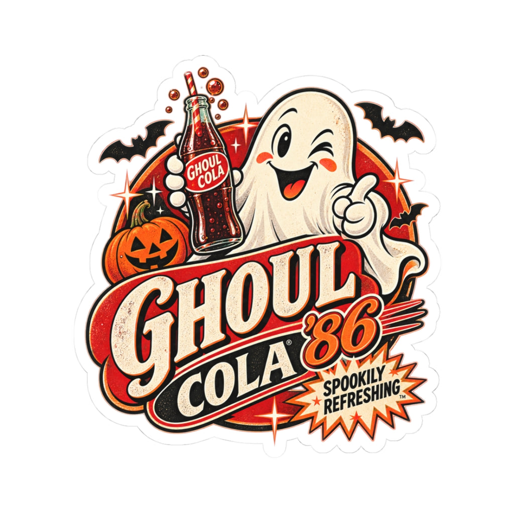 Ghoul Cola '86 Kiss-Cut Sticker | Retro Ghost Soda Bottle Halloween Sticker