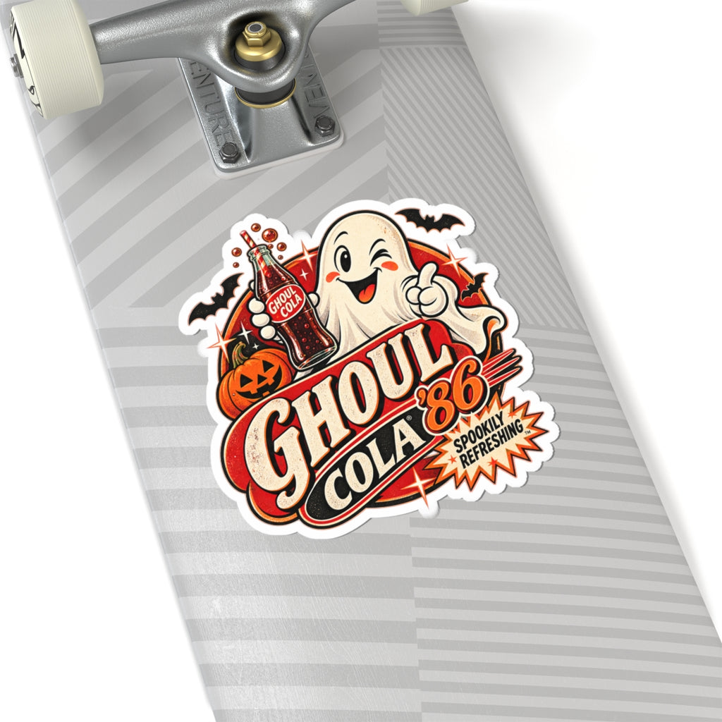 Ghoul Cola '86 Kiss-Cut Sticker | Retro Ghost Soda Bottle Halloween Sticker