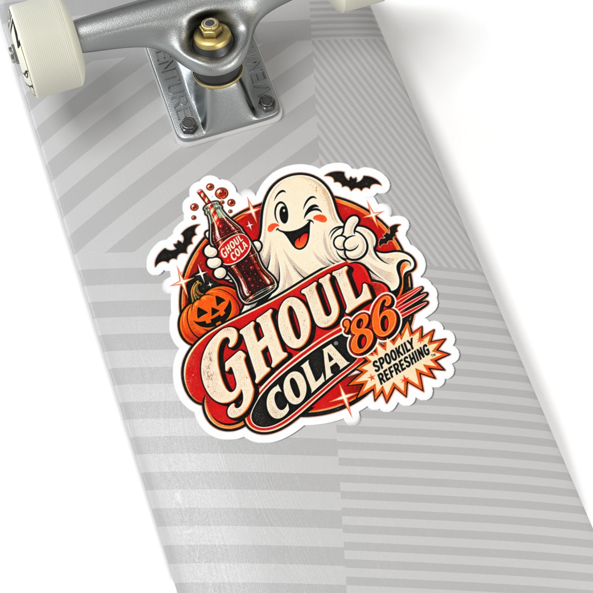Ghoul Cola '86 Kiss-Cut Sticker | Retro Ghost Soda Bottle Halloween Sticker