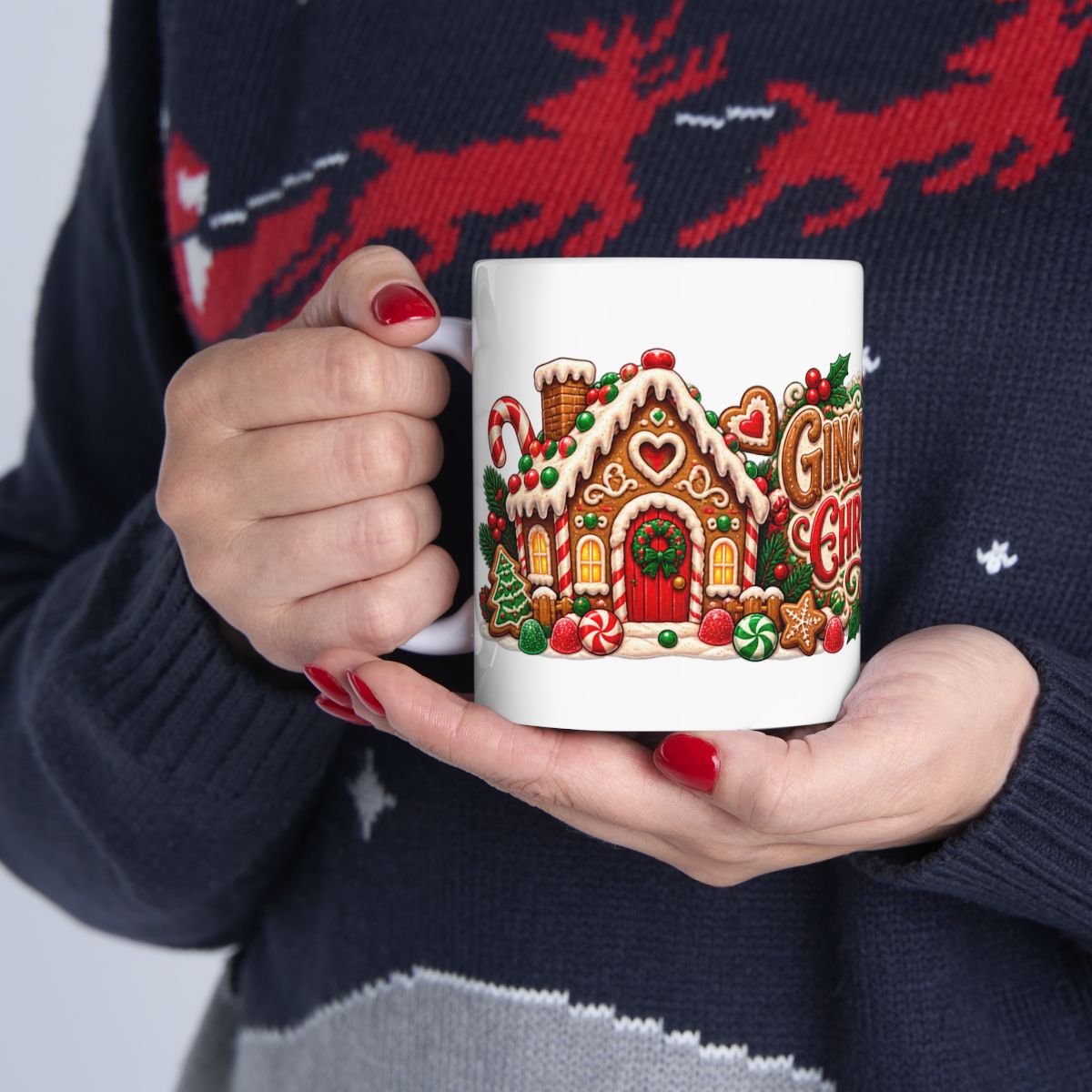 Gingerbread Christmas Mug | Ceramic Holiday Coffee Cup