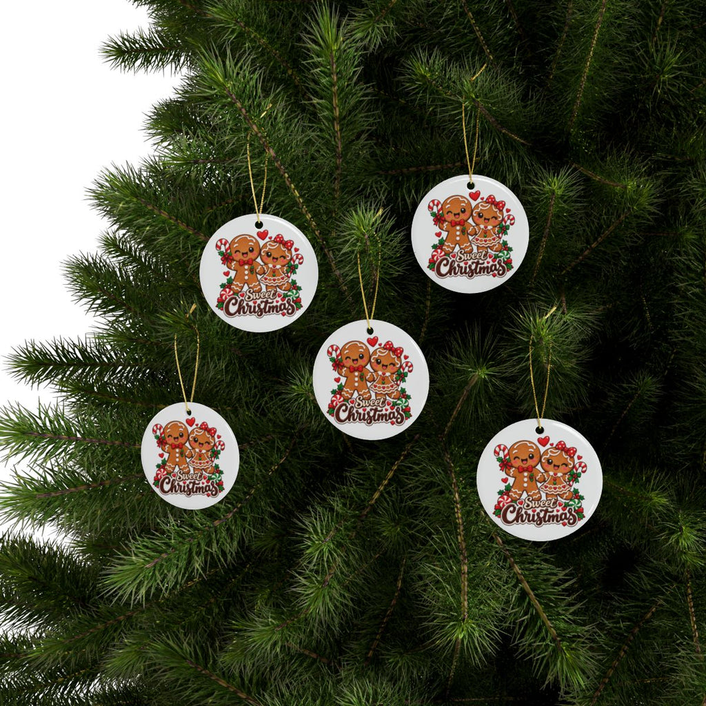 Gingerbread Couple Sweet Christmas Ornament | Ceramic Holiday Decoration