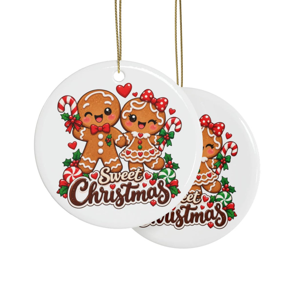 Gingerbread Couple Sweet Christmas Ornament | Ceramic Holiday Decoration