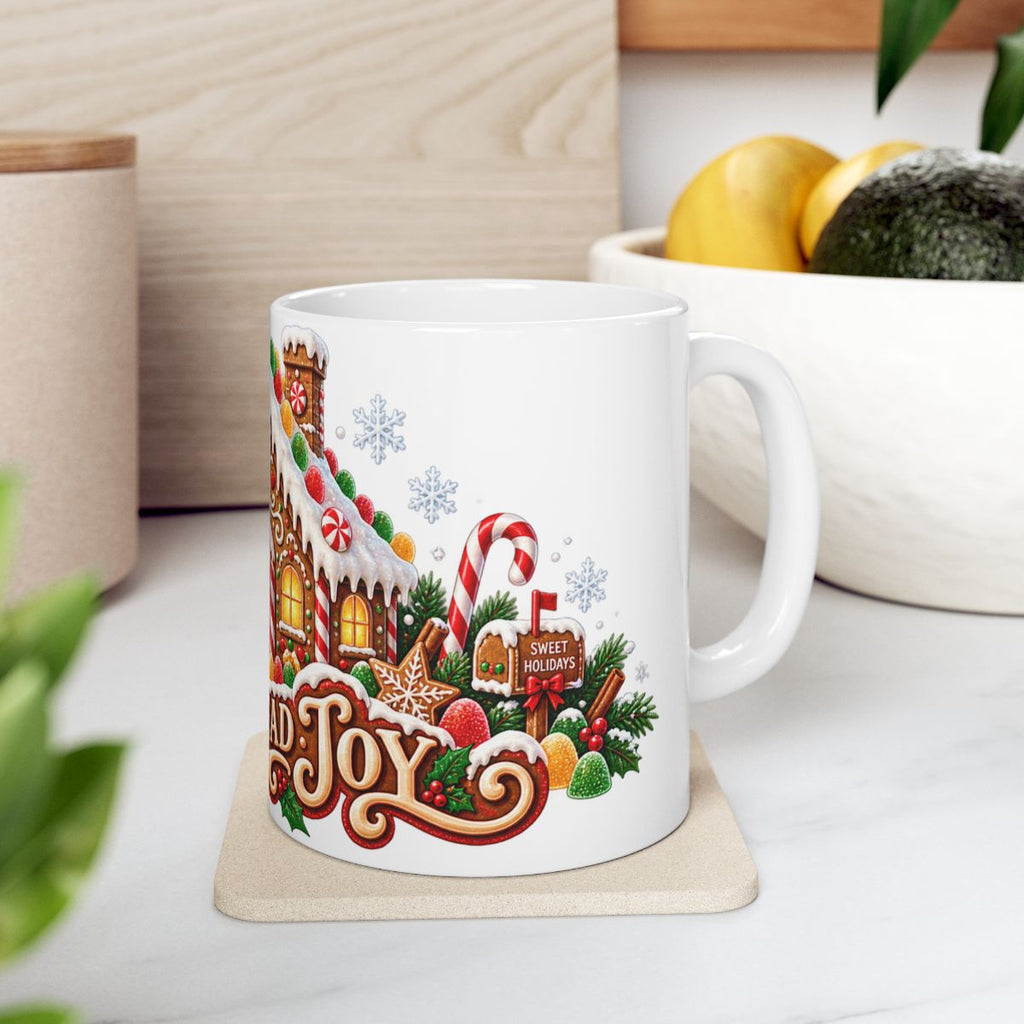 Gingerbread House Christmas Mug | Holiday Cookie Candy Cane Design