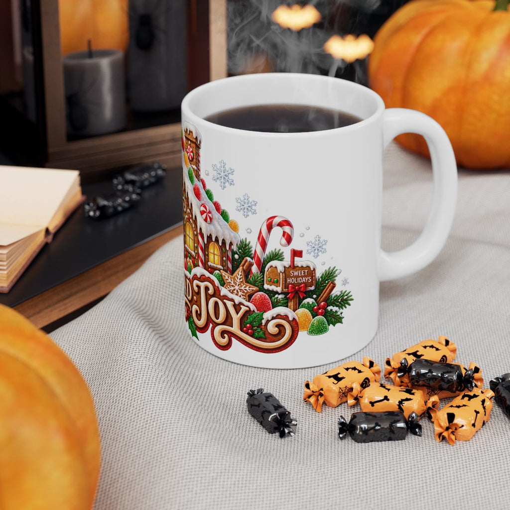 Gingerbread House Christmas Mug | Holiday Cookie Candy Cane Design