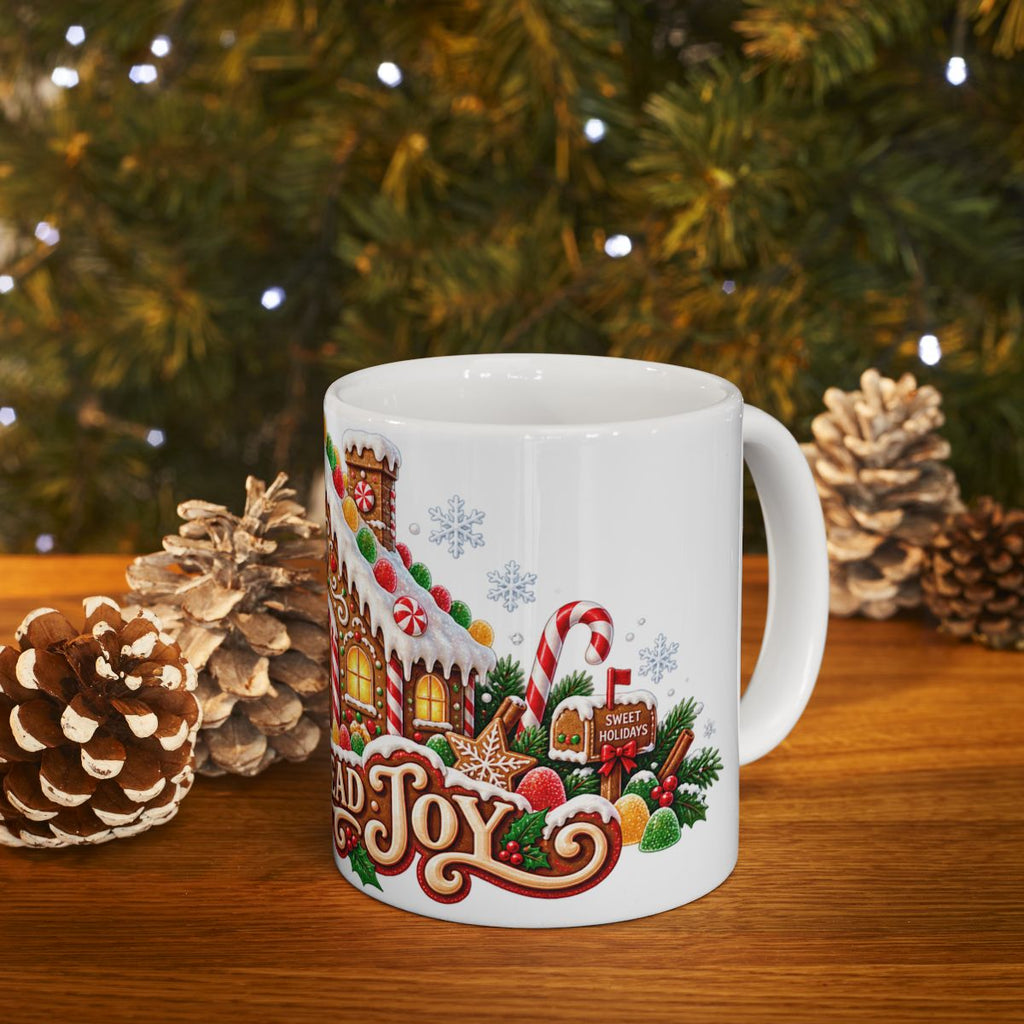 Gingerbread House Christmas Mug | Holiday Cookie Candy Cane Design
