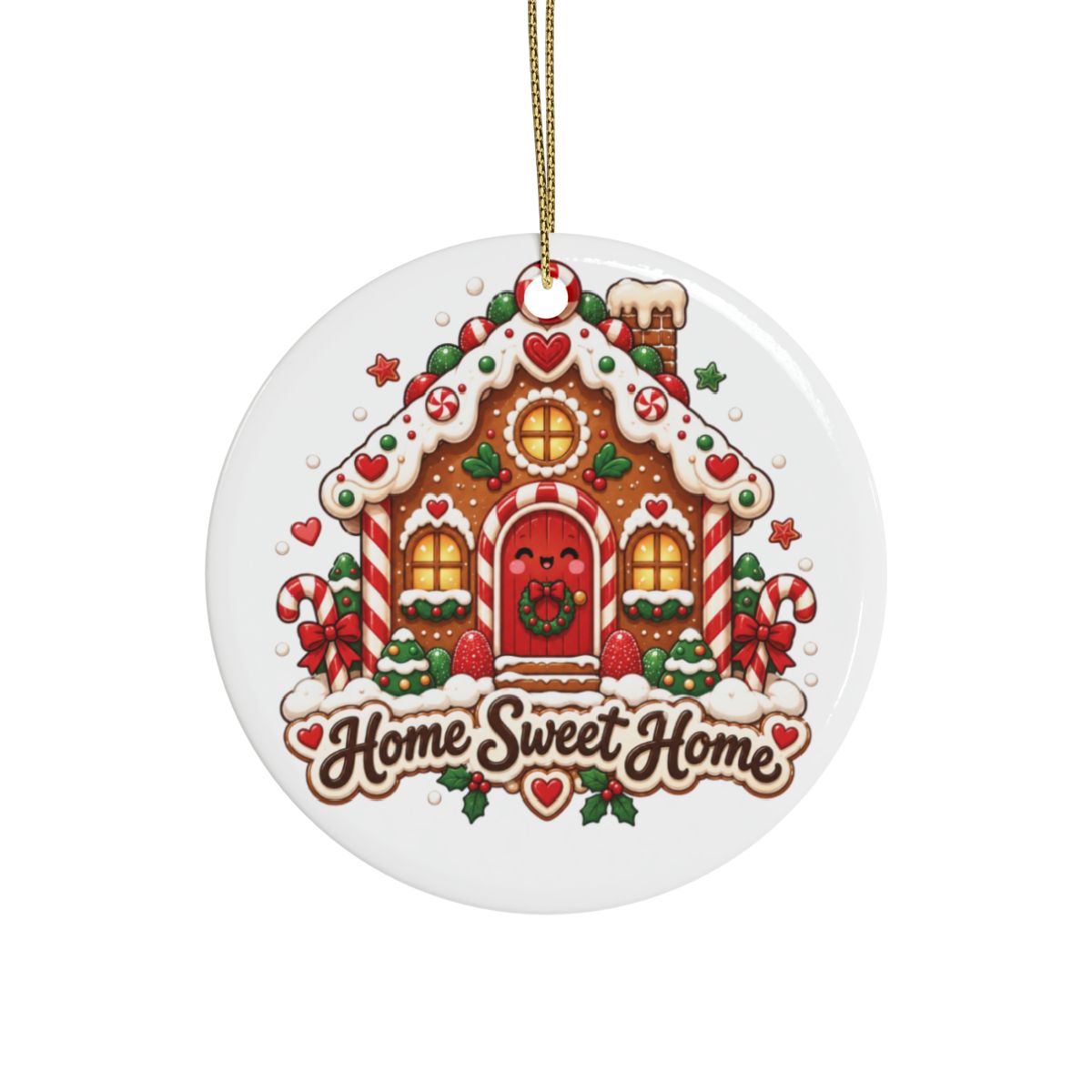 Gingerbread House Home Sweet Home Ornament | Ceramic Ornament