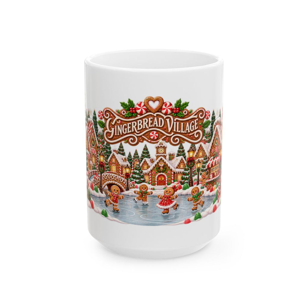Gingerbread Village Christmas Mug | Candy House Icing Swirl Holiday Coffee Mug, Festive Hot Cocoa Cup Gift