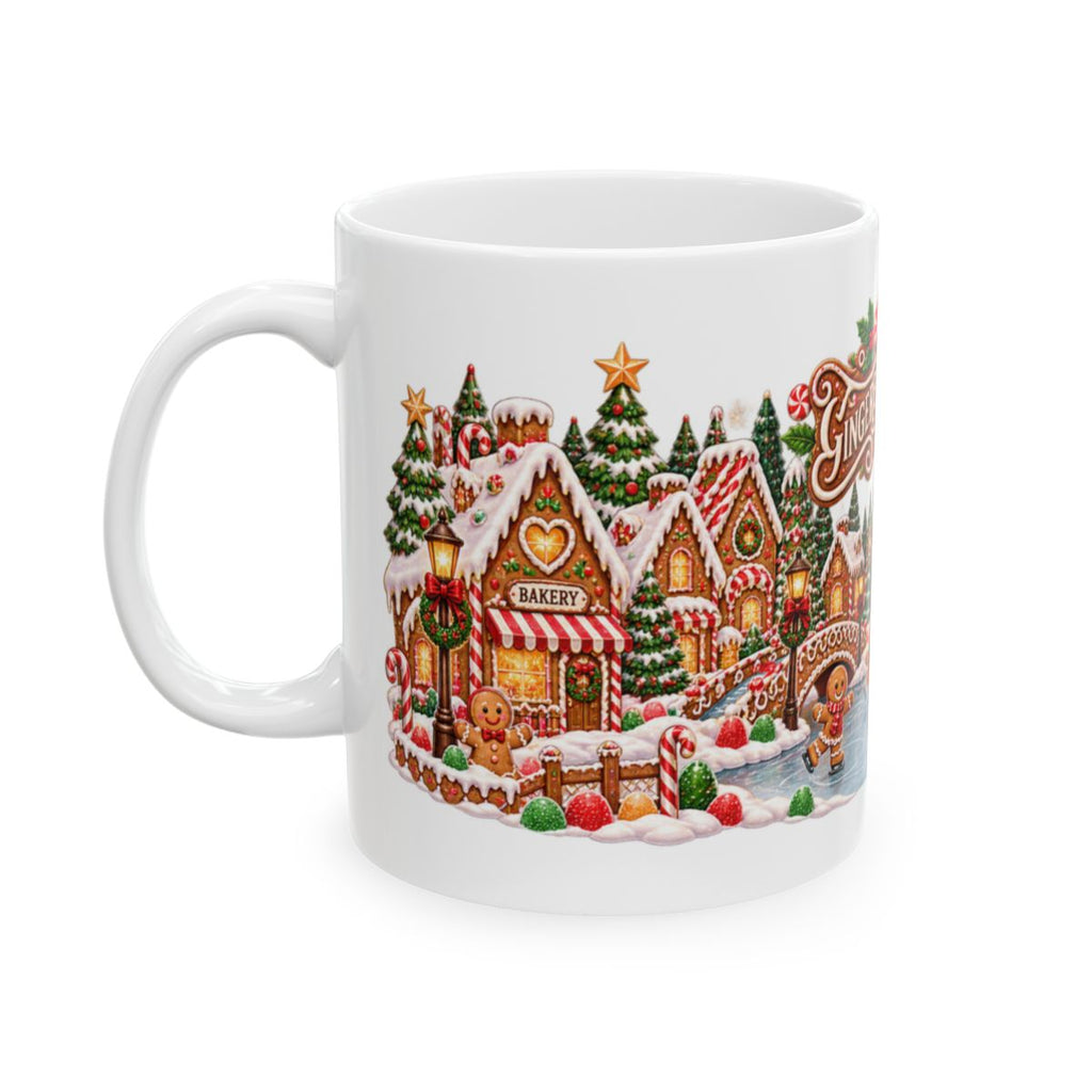 Gingerbread Village Christmas Mug | Candy House Icing Swirl Holiday Coffee Mug, Festive Hot Cocoa Cup Gift