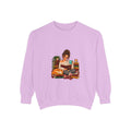 Girl Reading on Bookshelf Sweatshirt | Cozy Booklover Illustration