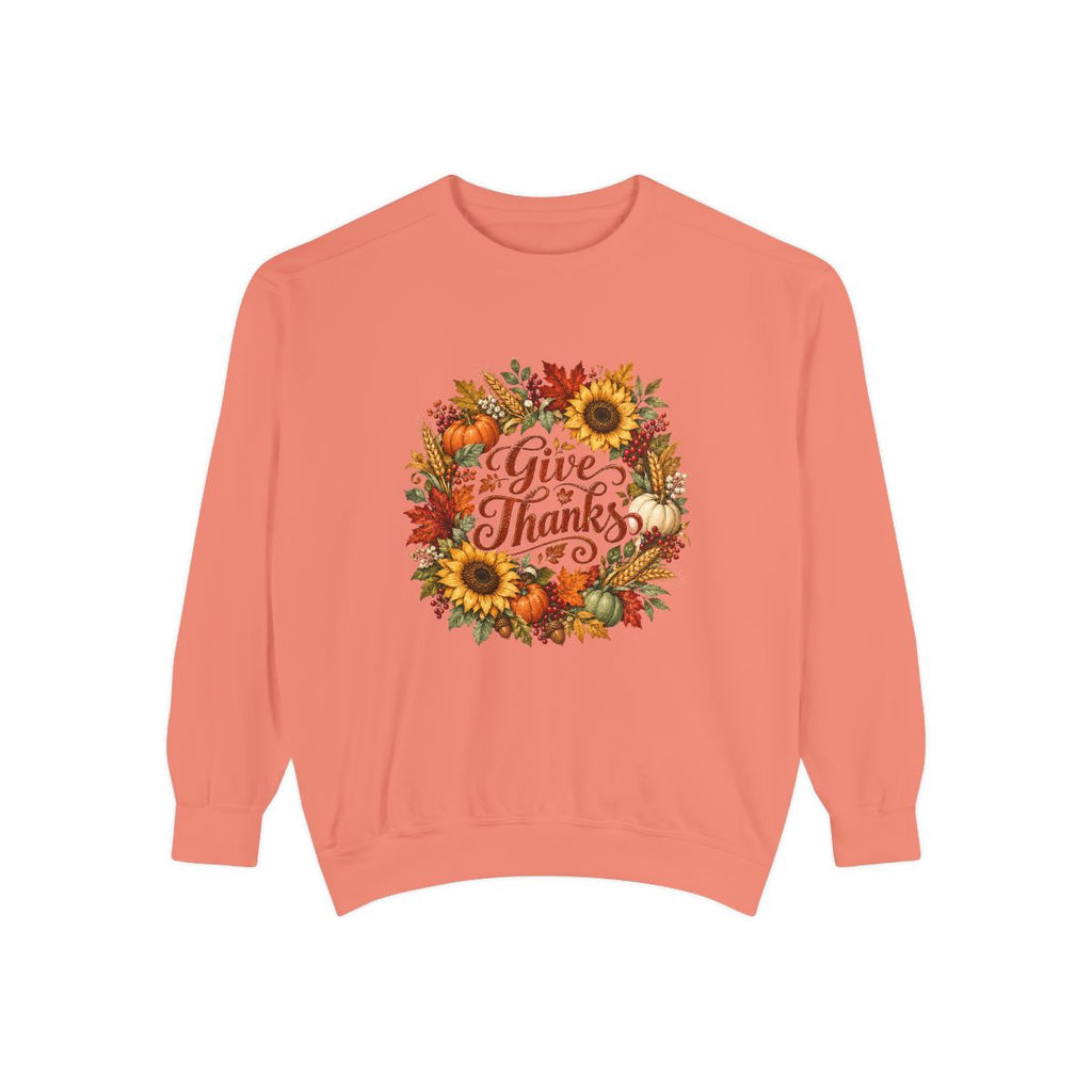 Give Thanks Autumn Wreath Sweatshirt | Thanksgiving Fall Floral Crewneck