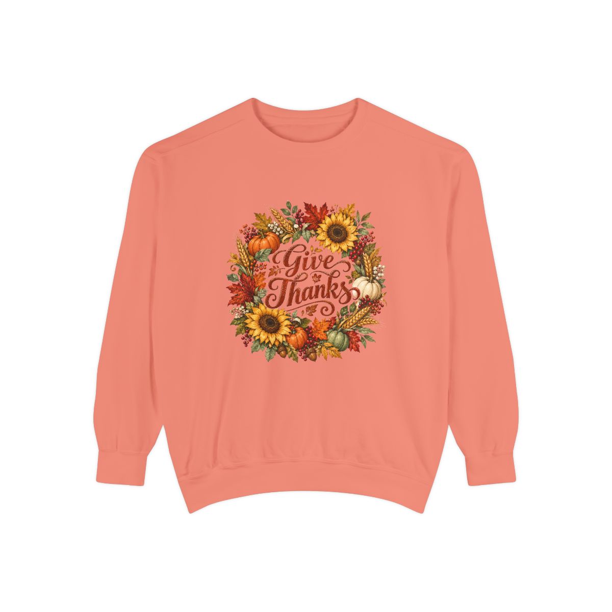 Give Thanks Autumn Wreath Sweatshirt | Thanksgiving Fall Floral Crewneck