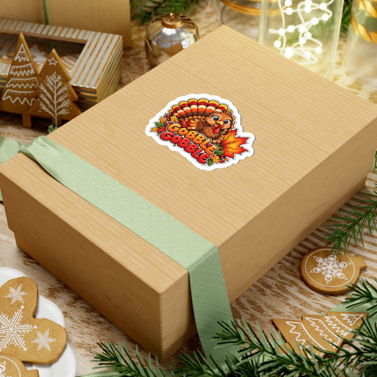 Gobble Gobble Turkey Sticker | Kiss-Cut Thanksgiving Vinyl Sticker