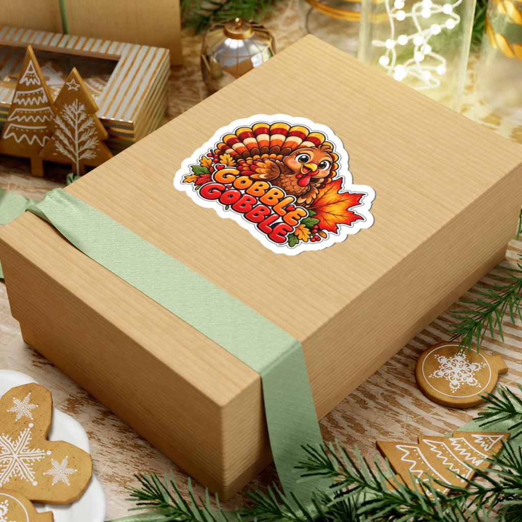 Gobble Gobble Turkey Sticker | Kiss-Cut Thanksgiving Vinyl Sticker
