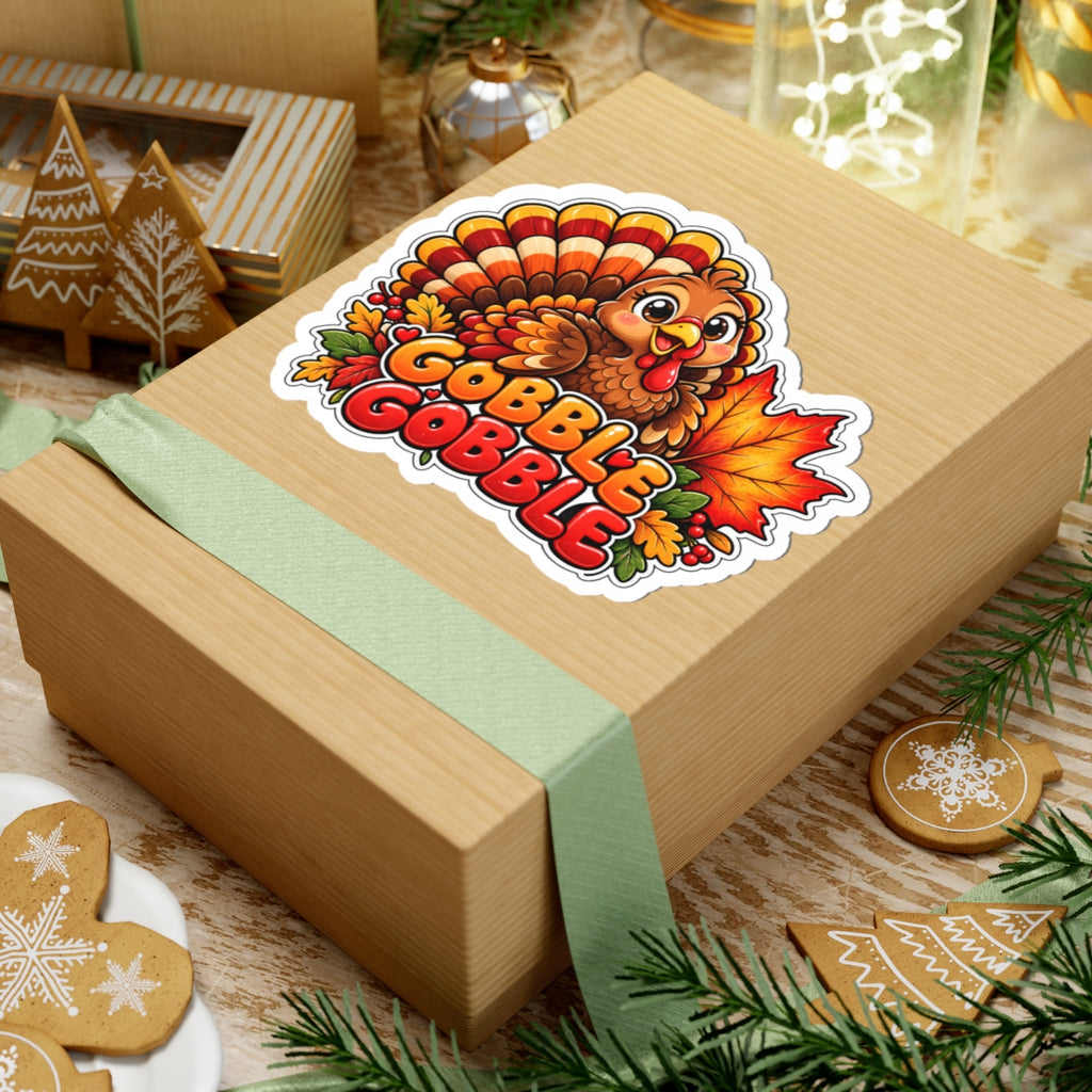 Gobble Gobble Turkey Sticker | Kiss-Cut Thanksgiving Vinyl Sticker