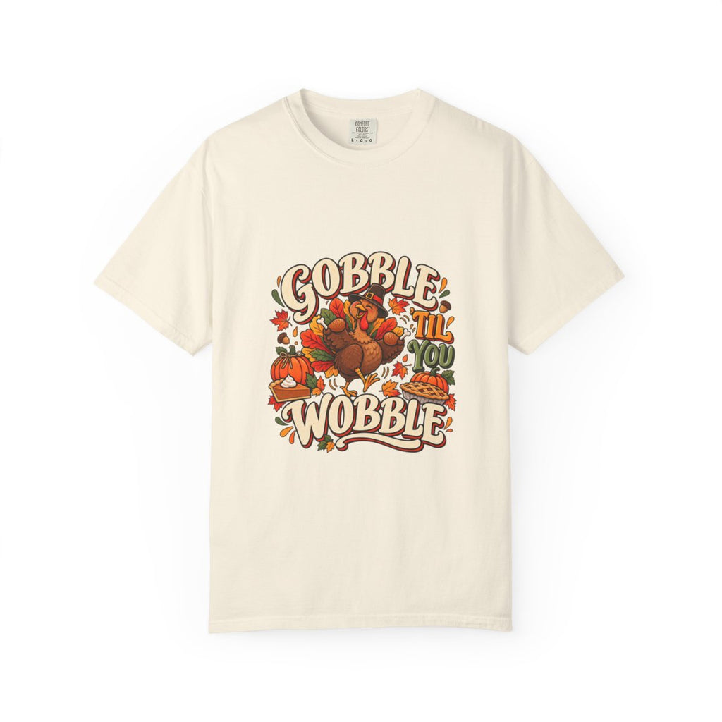 Gobble 'Til You Wobble Thanksgiving Turkey T-shirt | Autumn Pumpkins