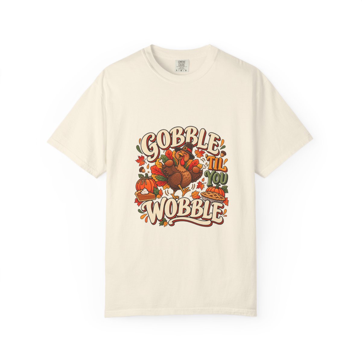 Gobble 'Til You Wobble Thanksgiving Turkey T-shirt | Autumn Pumpkins