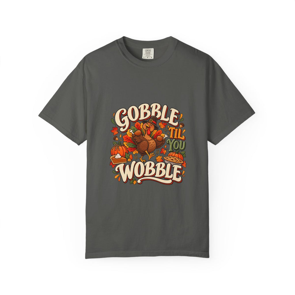 Gobble 'Til You Wobble Thanksgiving Turkey T-shirt | Autumn Pumpkins