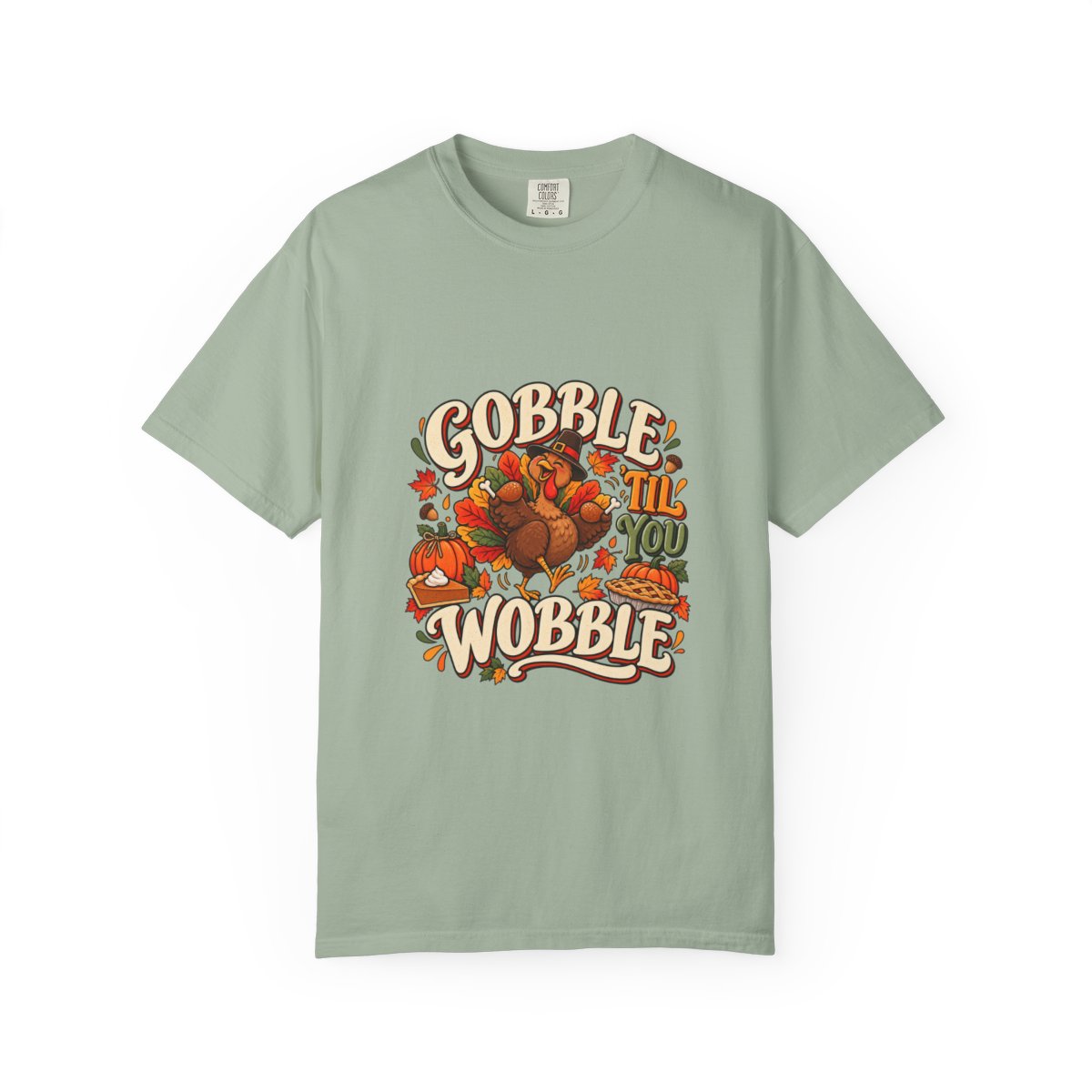 Gobble 'Til You Wobble Thanksgiving Turkey T-shirt | Autumn Pumpkins