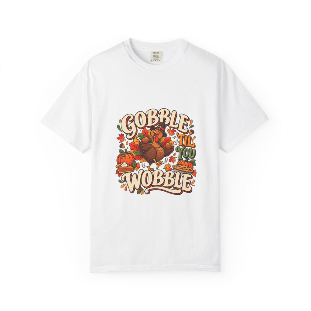 Gobble 'Til You Wobble Thanksgiving Turkey T-shirt | Autumn Pumpkins