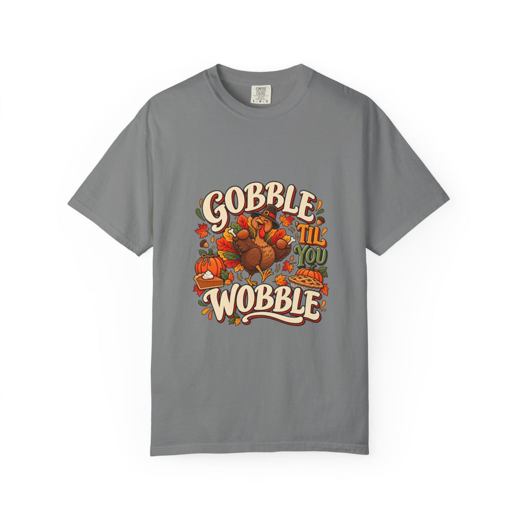 Gobble 'Til You Wobble Thanksgiving Turkey T-shirt | Autumn Pumpkins