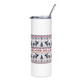 God Jul Scandinavian Christmas Tumbler | Nordic Moose Folk Pattern 20oz Insulated Cup, Hygge Holiday Gift