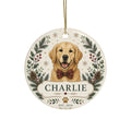 Golden Retriever Portrait Ceramic Ornament | Personalized Dog Name Ornament