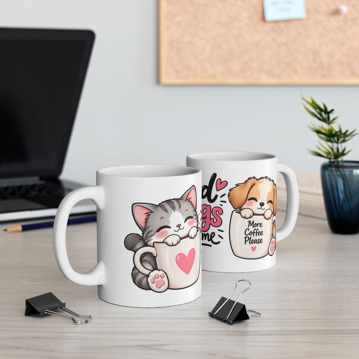Good Things Take Time Mug | Cute Kawaii Puppies and Hearts Ceramic Mug