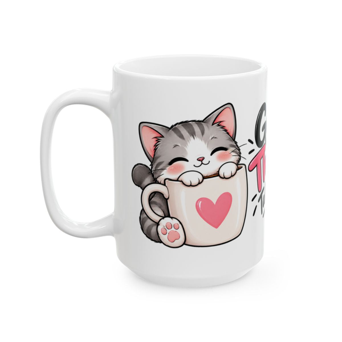 Good Things Take Time Mug | Cute Kawaii Puppies and Hearts Ceramic Mug
