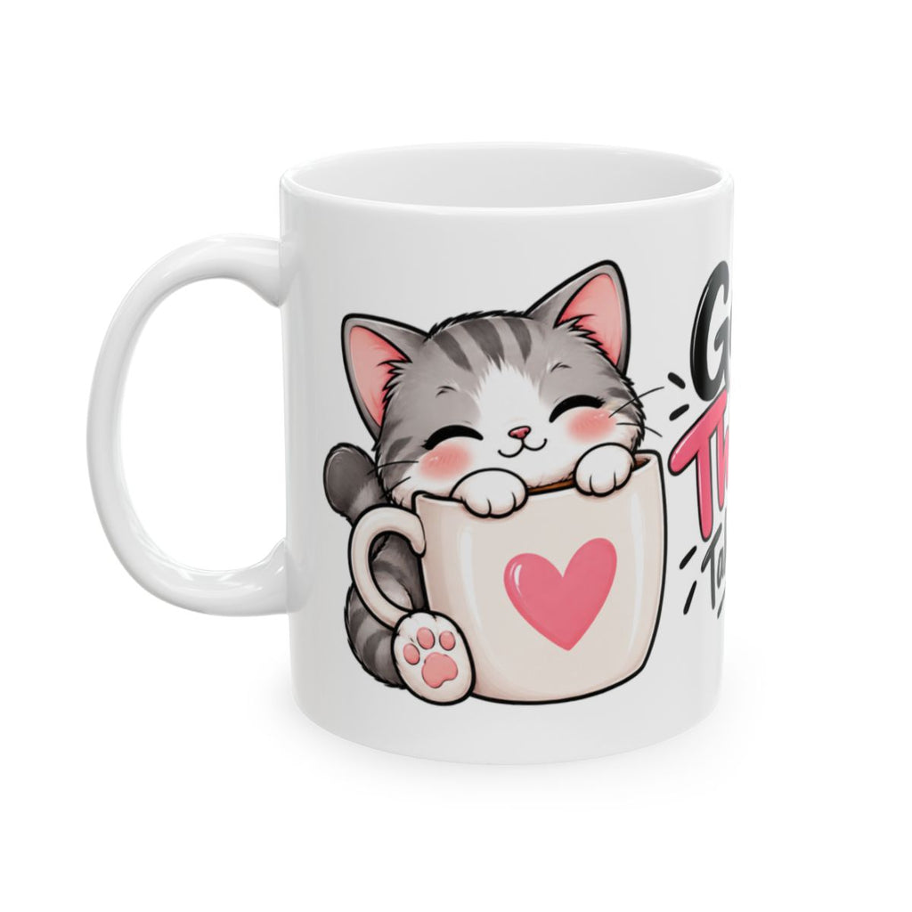 Good Things Take Time Mug | Cute Kawaii Puppies and Hearts Ceramic Mug