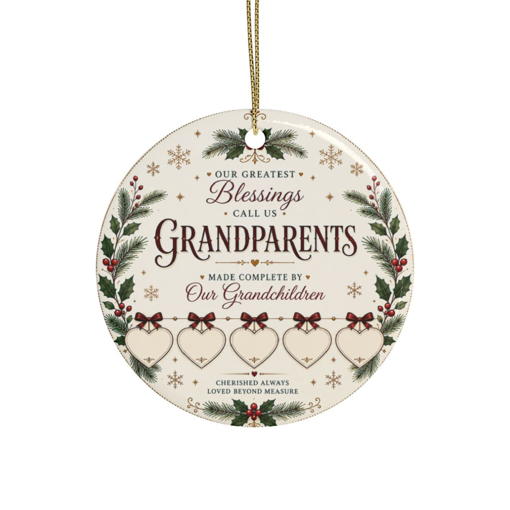 Grandparents Blessings Ceramic Ornament | Family Grandchildren Hearts